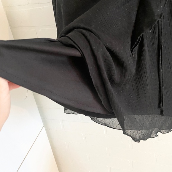 Vintage Blouse Sheer Flare sleeve Dark Romantic Ruffled Fairy Polka dot Sz 14 - Picture 9 of 15